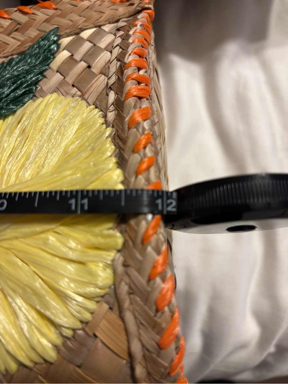 Vintage 1960s Rattan Purse Raffia Floral Motif-Hawaiian-Tropical 12” x 9” - Picture 5 of 8